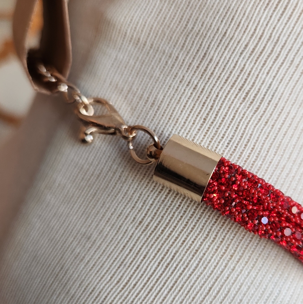 Elegant Multi Layered Sparkling Red Necklace - Picture 12 of 17